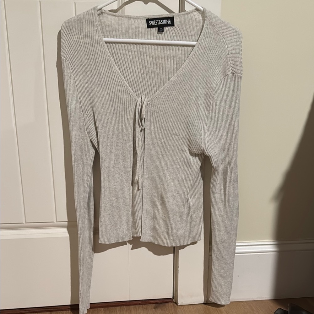 Sweet Sins Grey Ribbed Cardigan